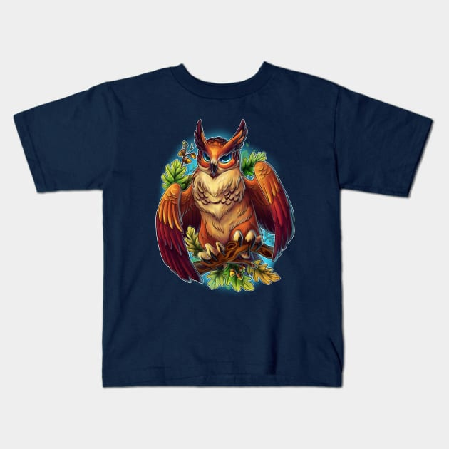 Oak Tree Owl Kids T-Shirt by KaceyMeg